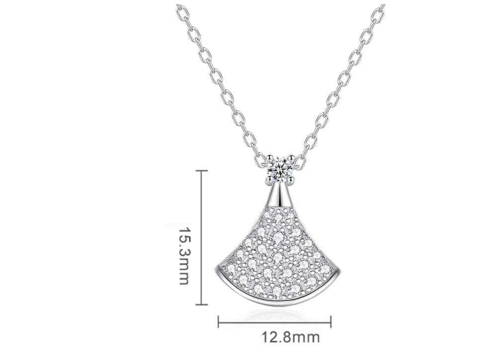 925 silver fan shaped small skirt moissanite fully inlaid women's necklace