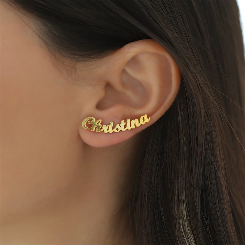 Custom Name Earrings DIY Creative Personalized Stainless Steel Popular Earrings