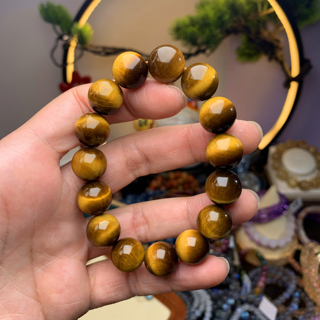 Tiger eye stone Bracelet glass beads Men and women bangle