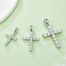 Load image into Gallery viewer, 925 Silver Moissanite Cross pendant 3mm 4mm 5mm
