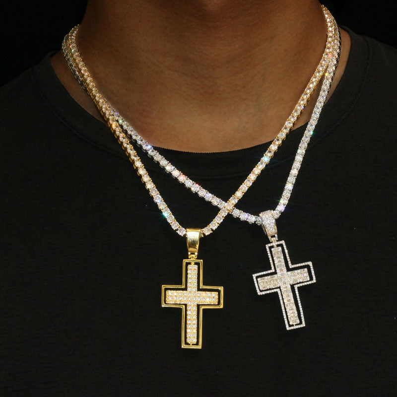 2 Side Diamond Cross Pendant