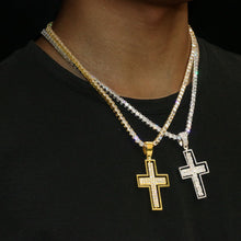 Load image into Gallery viewer, 2 Side Diamond Cross Pendant
