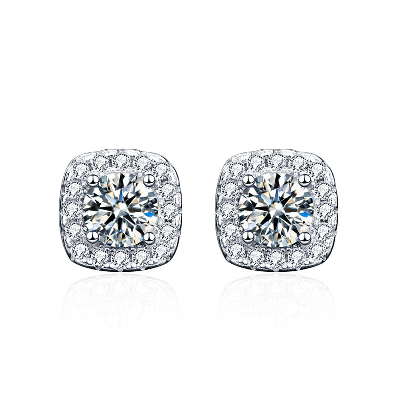 Earrings 925 Sterling Silver VVS Moissanite Diamond Stud Earring