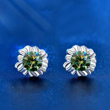 Load image into Gallery viewer, 925 Silver Diamond Moissanite Green Sunflower Earrings
