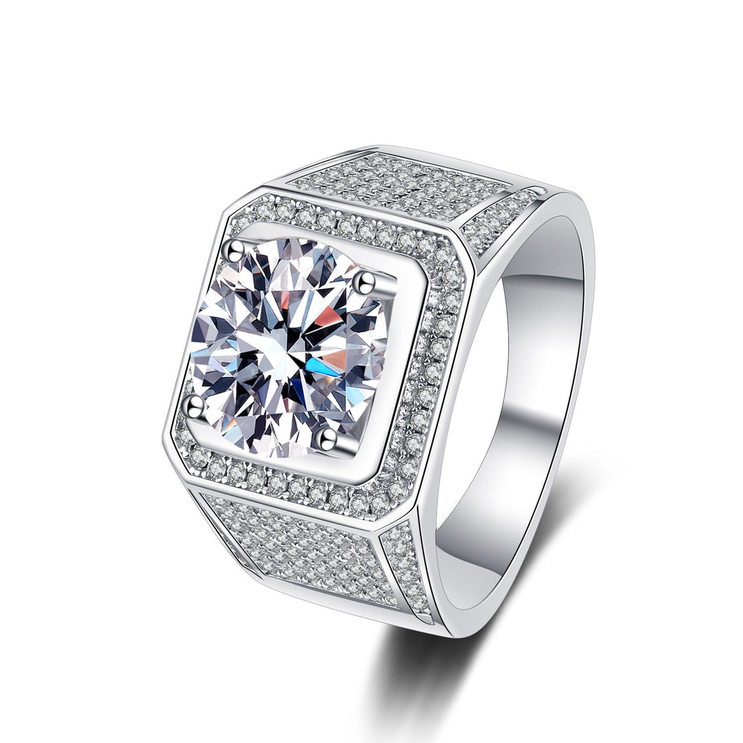 925 Silver Diamond Moissanite Ring Men and women