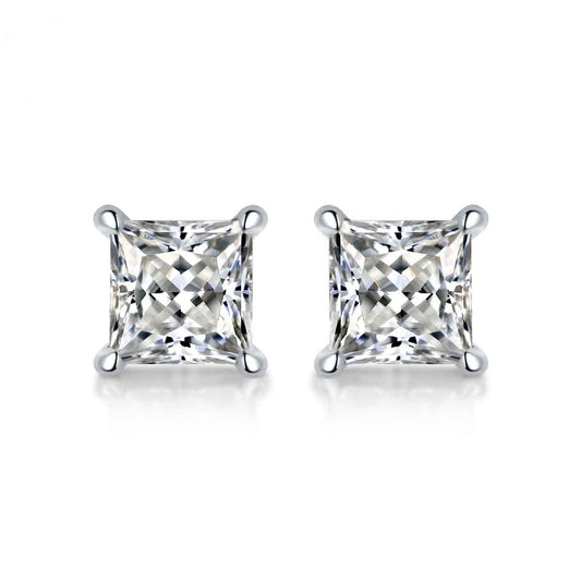 925 Silver Moissanite Square Cut Diamond Earrings