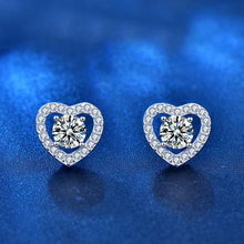 Load image into Gallery viewer, 925 Silver Diamond Moissanite Heart Earrings
