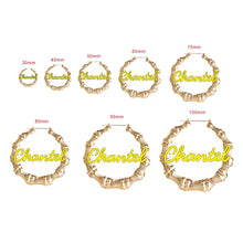 Load image into Gallery viewer, Custom name round women&#39;s Bamboo Earrings
