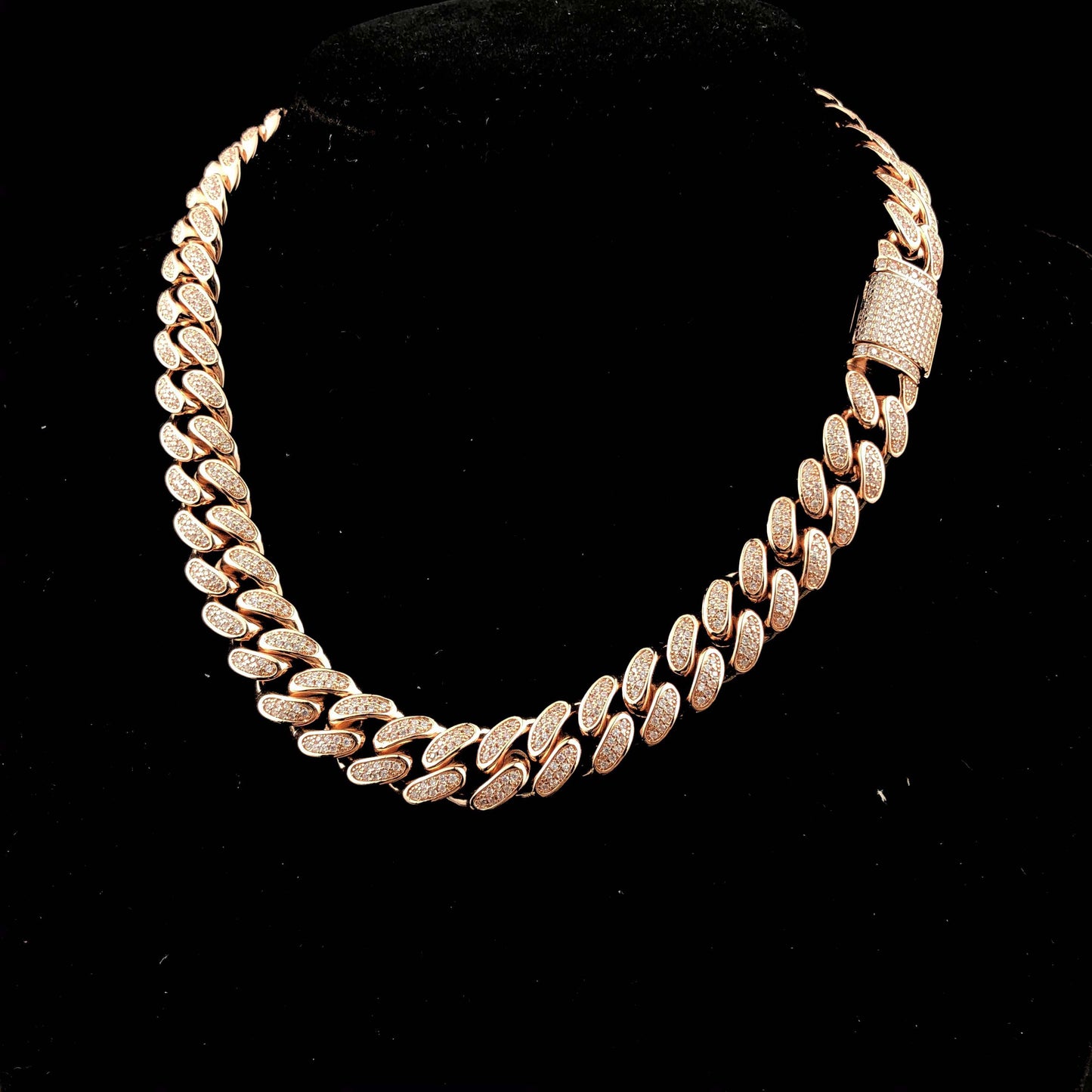12mm Diamond Cuban Chain in Rose Gold