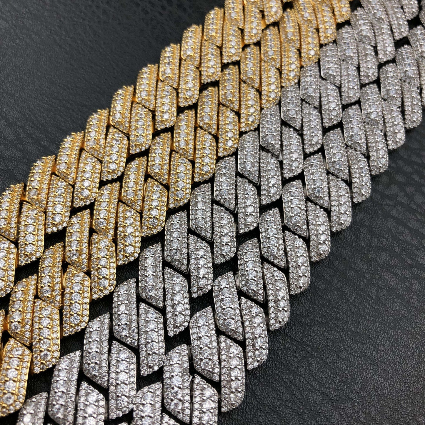 3 rows 19mm Diamond Prong Cuban