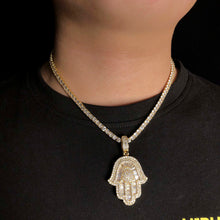 Load image into Gallery viewer, Baguette Hamsa Hand Pendant
