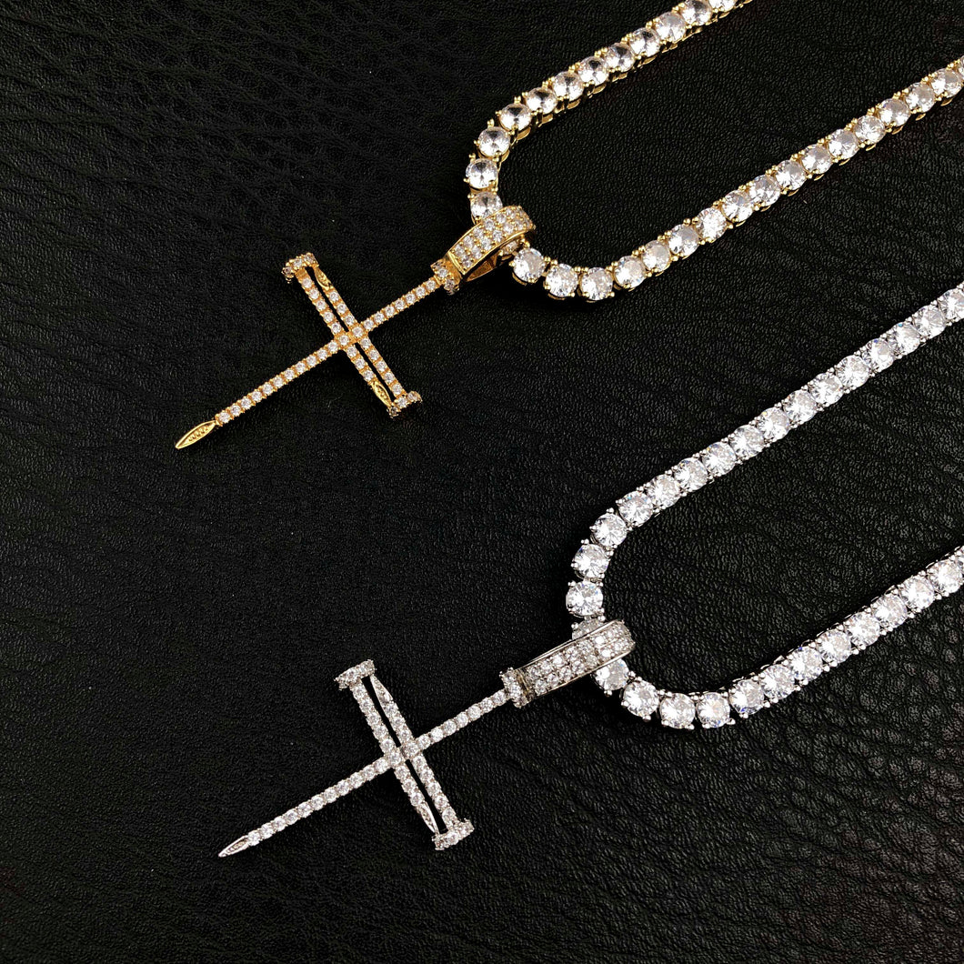 Diamond Nail Cross Pendant