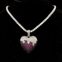 Load image into Gallery viewer, Dripping Heart Pendant w/ Purple Stones
