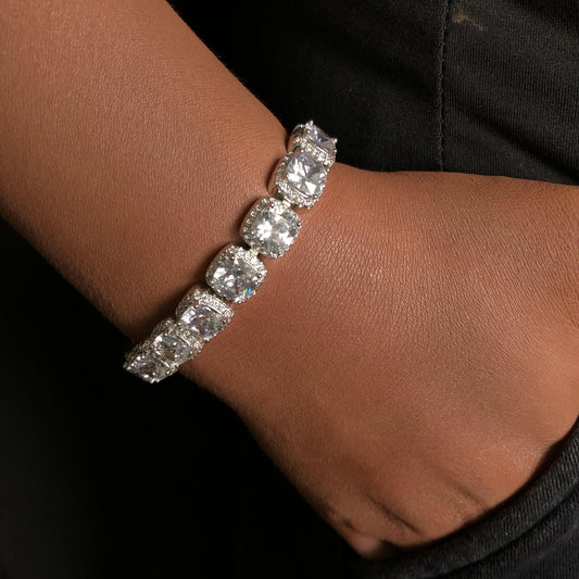 Cushion-cut Cluster Tennis Bracelet
