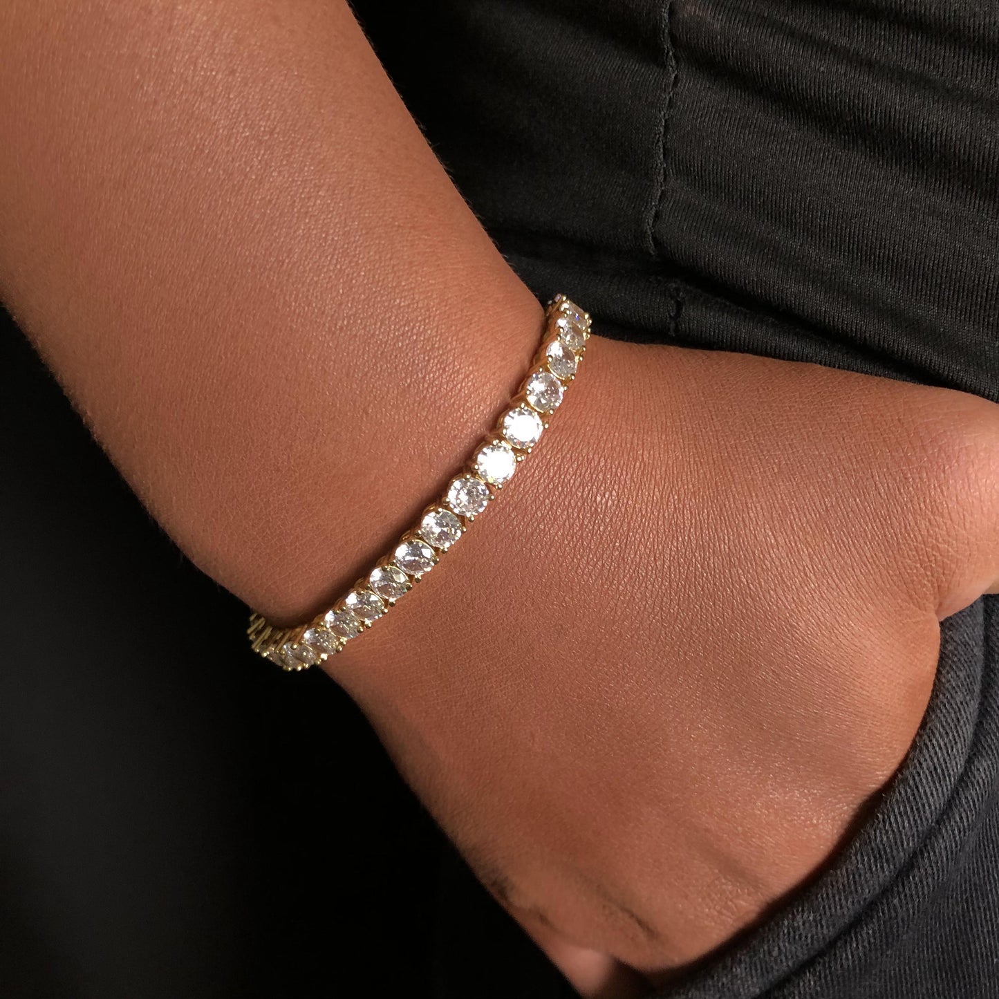 5mm  and 3mm Round Cut Diamond Tennis Bracelet