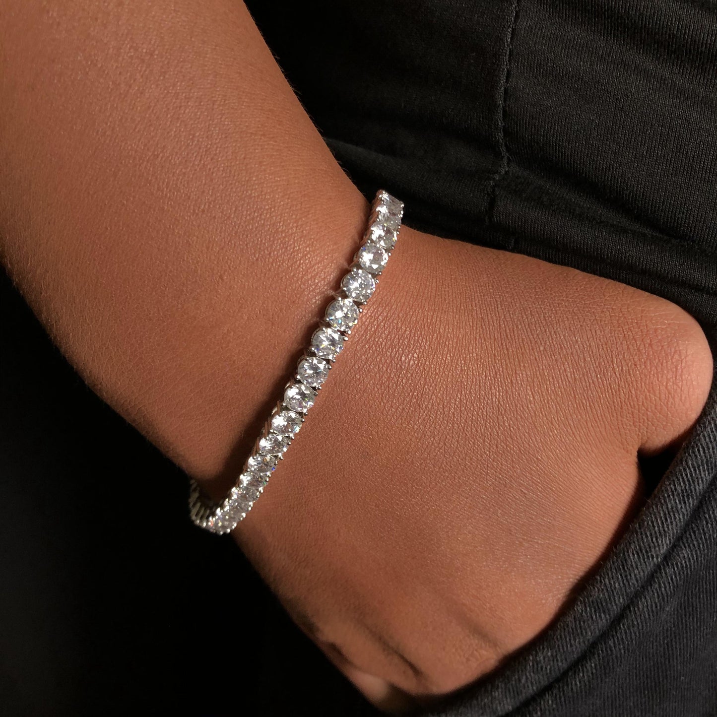 5mm  and 3mm Round Cut Diamond Tennis Bracelet