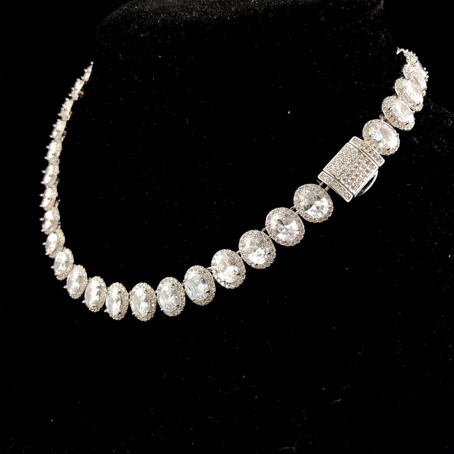 Oval Cut Cluster Tennis Chain