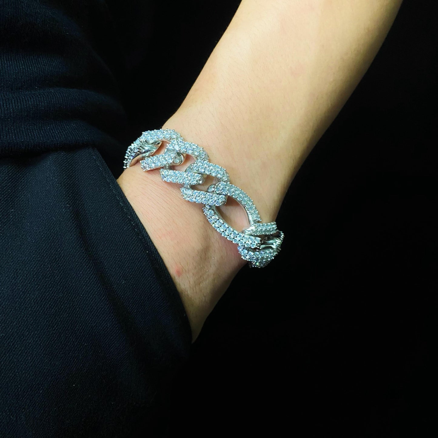 19mm Diamond Figaro Bracelet