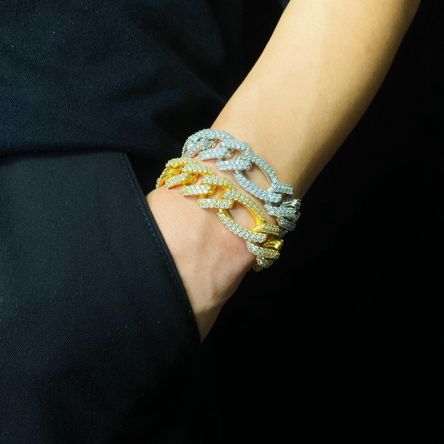 19mm Diamond Figaro Bracelet