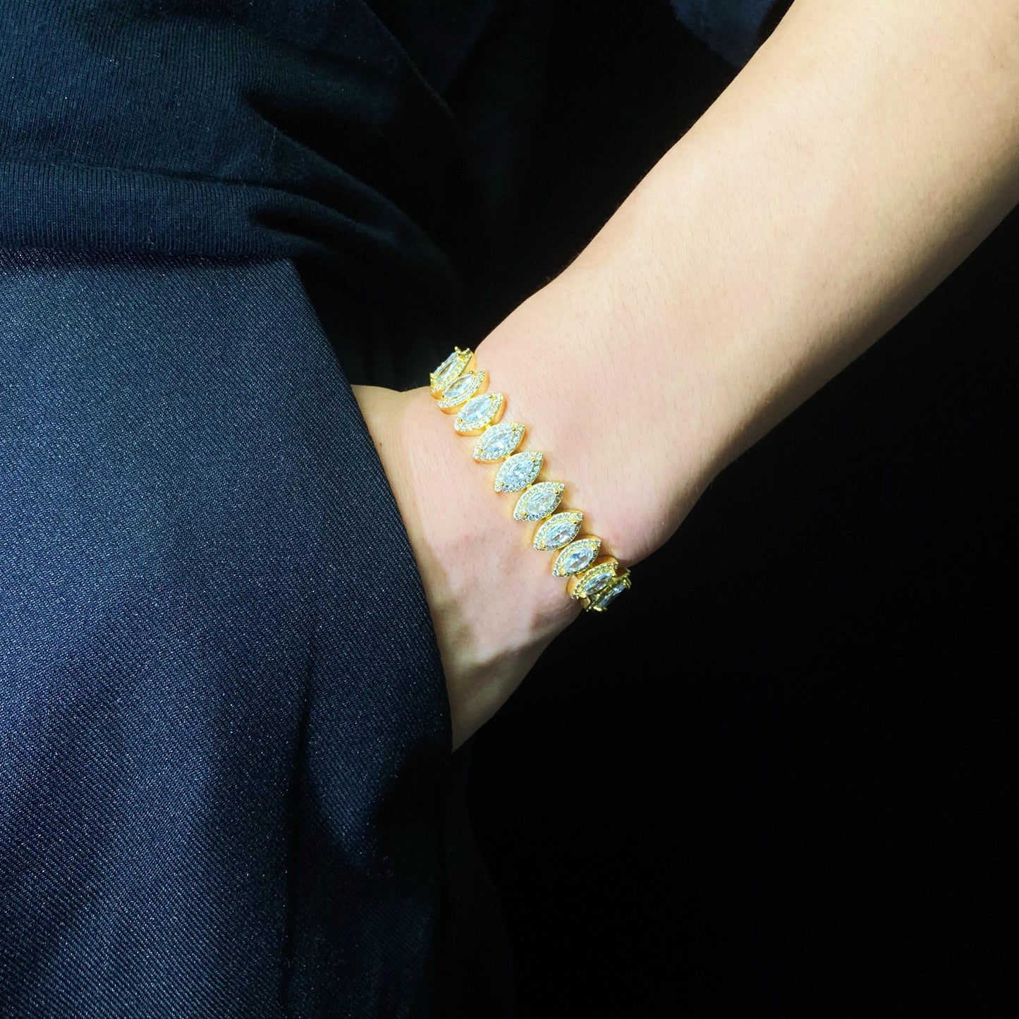 10mm Marquise Cut Cluster Tennis Bracelet