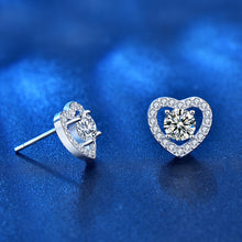 Load image into Gallery viewer, 925 Silver Diamond Moissanite Heart Earrings
