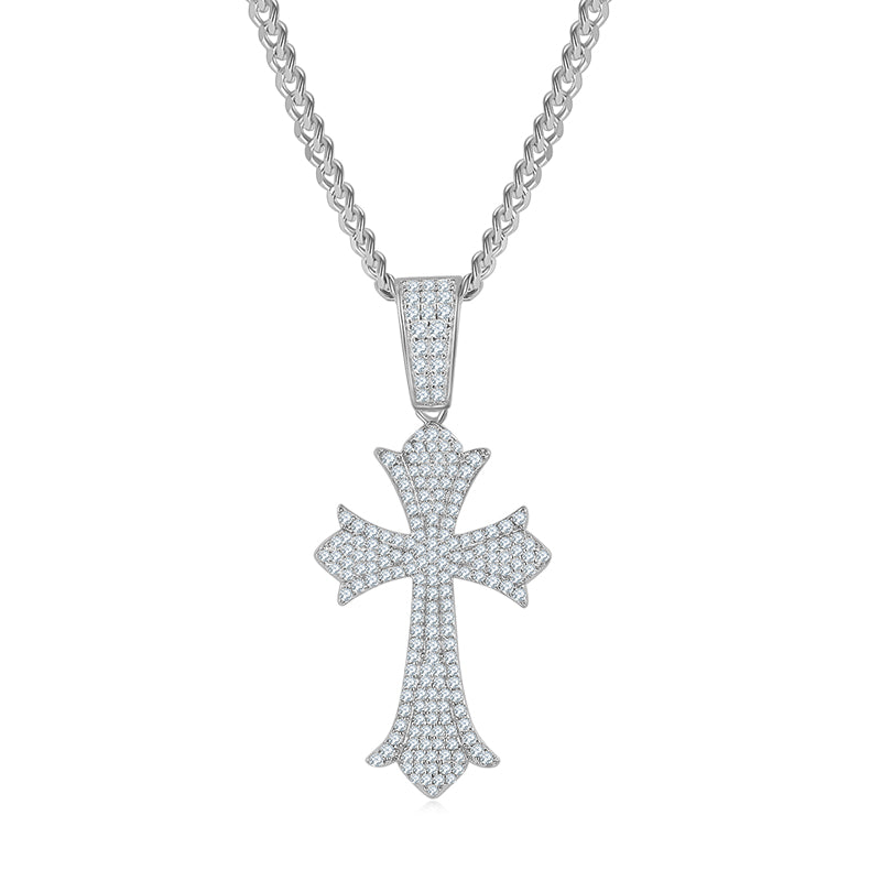 925 Silver Diamond Moissanite VVS Cross Pendant – YSS Jewelry
