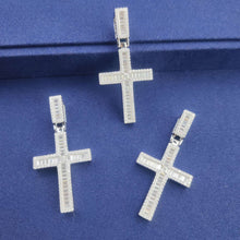 Load image into Gallery viewer, 925 Silver Diamond Moissanite Baguetter Cross Pendant
