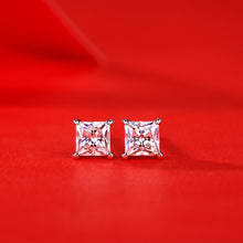 Load image into Gallery viewer, 925 Silver Moissanite Square Cut Diamond Earrings
