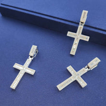 Load image into Gallery viewer, 925 Silver Diamond Moissanite Baguetter Cross Pendant
