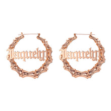 Load image into Gallery viewer, Custom name round women&#39;s Bamboo Earrings
