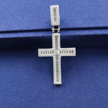 Load image into Gallery viewer, 925 Silver Diamond Moissanite Baguetter Cross Pendant
