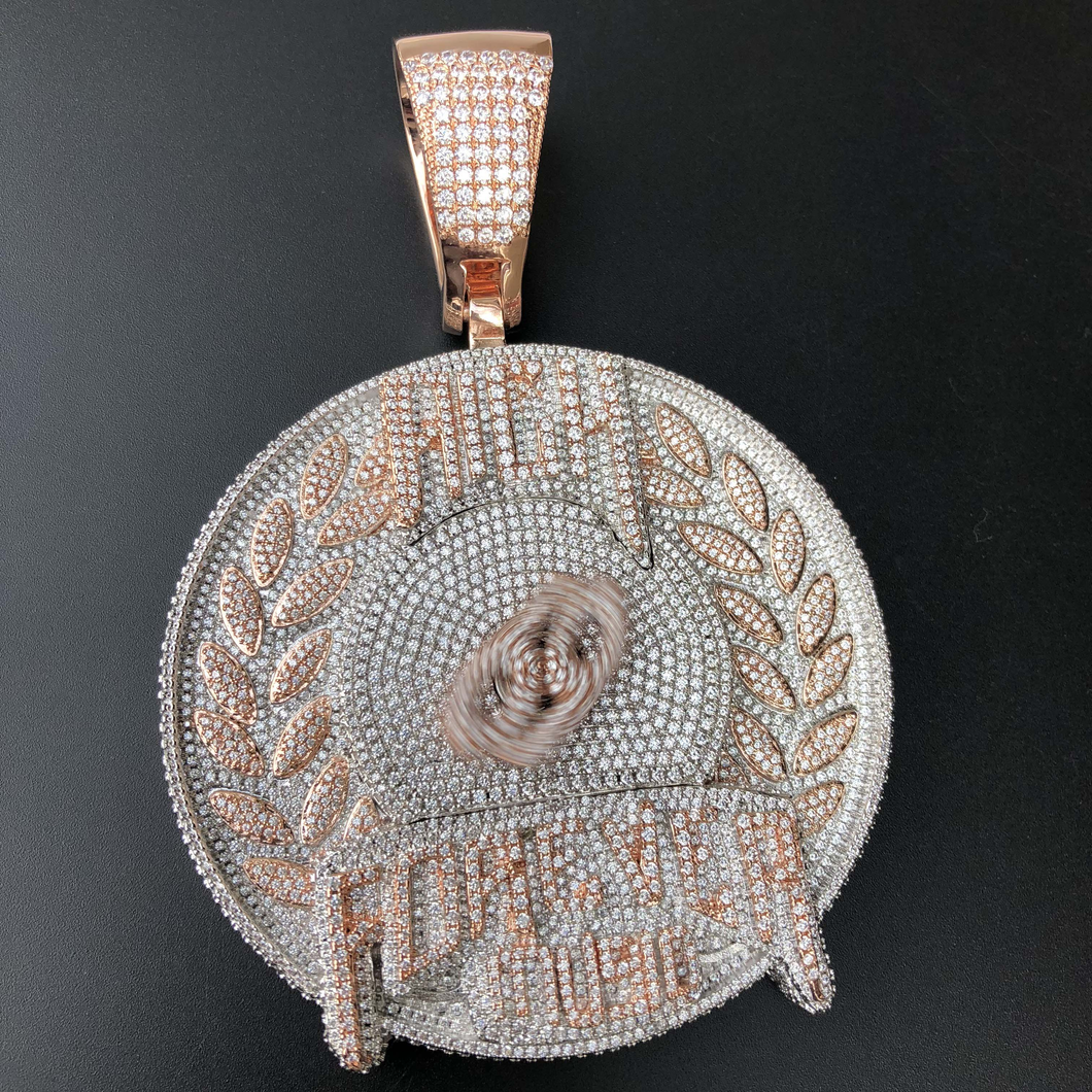 Large Round Pendant with custom font, two letters in the middle can be changed. Others are fixed, one month production period